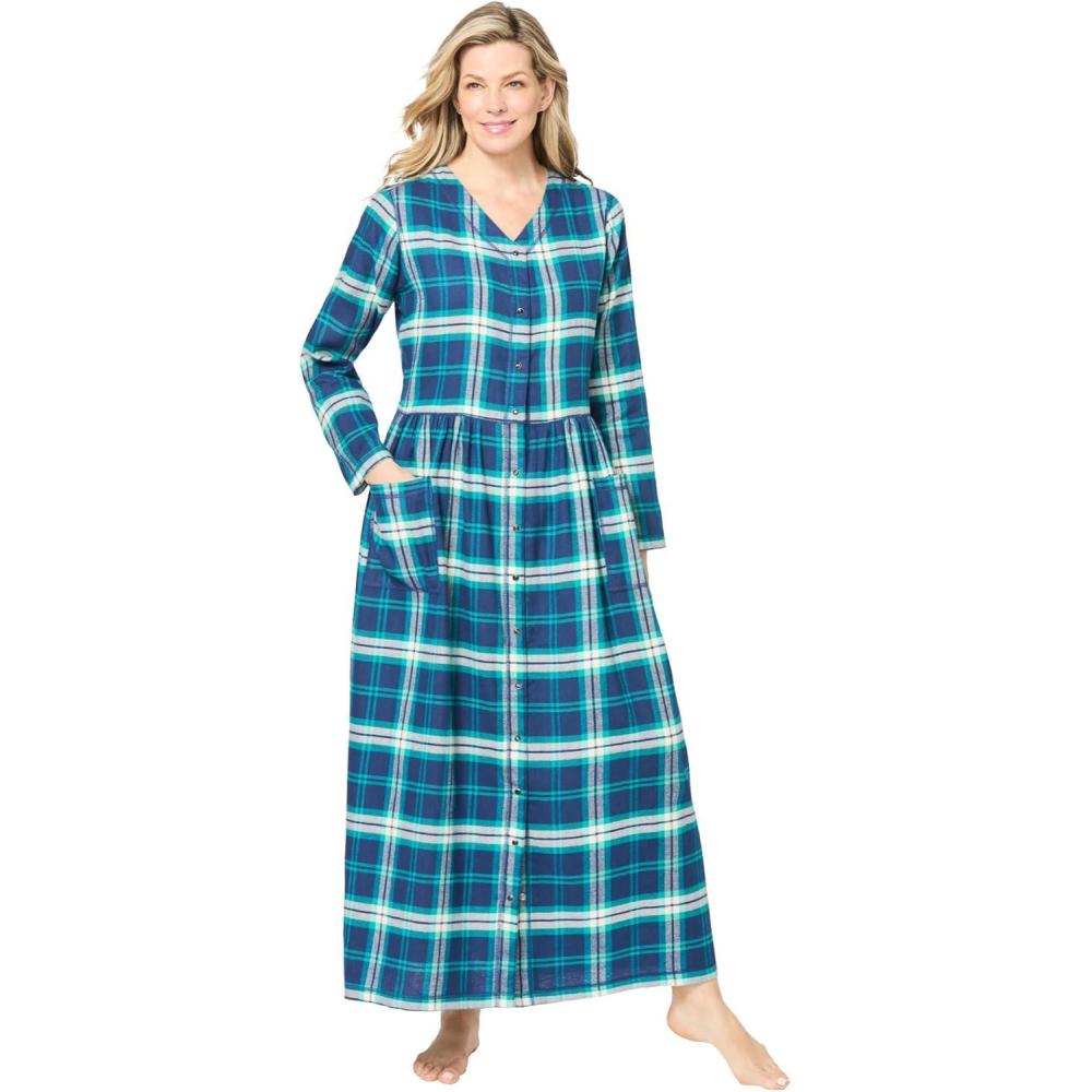 imageOnly Necessities Plus Size Flannel Plaid LoungerEvening Blue Plaid