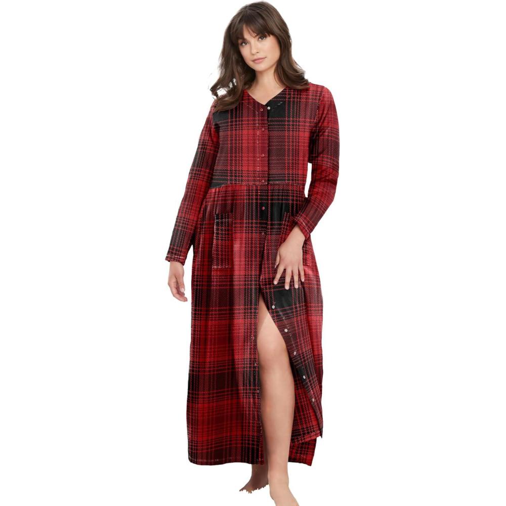imageOnly Necessities Plus Size Flannel Plaid LoungerRed Tartan Plaid