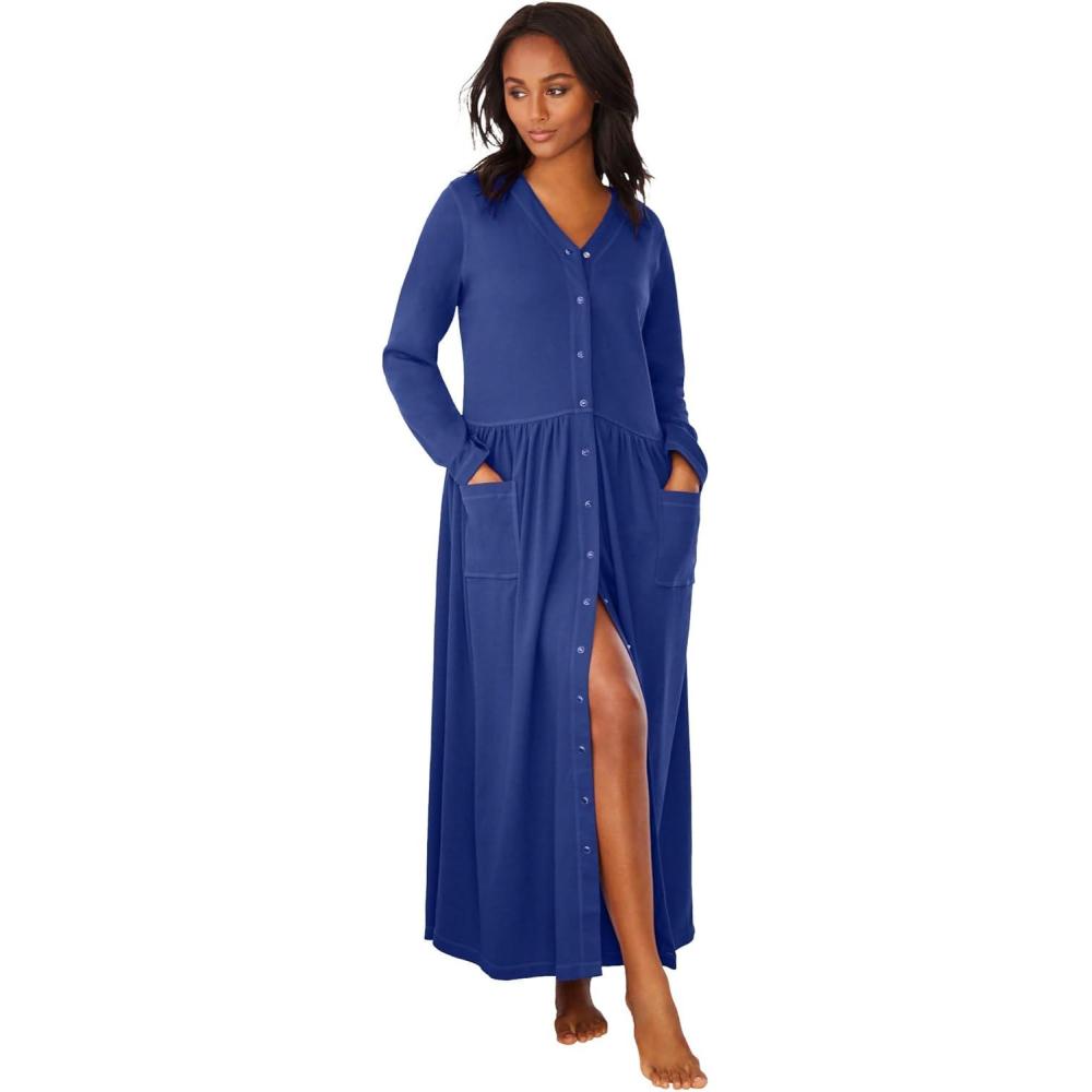 imageOnly Necessities Plus Size Long SnapFront Knit LoungerUltra Blue
