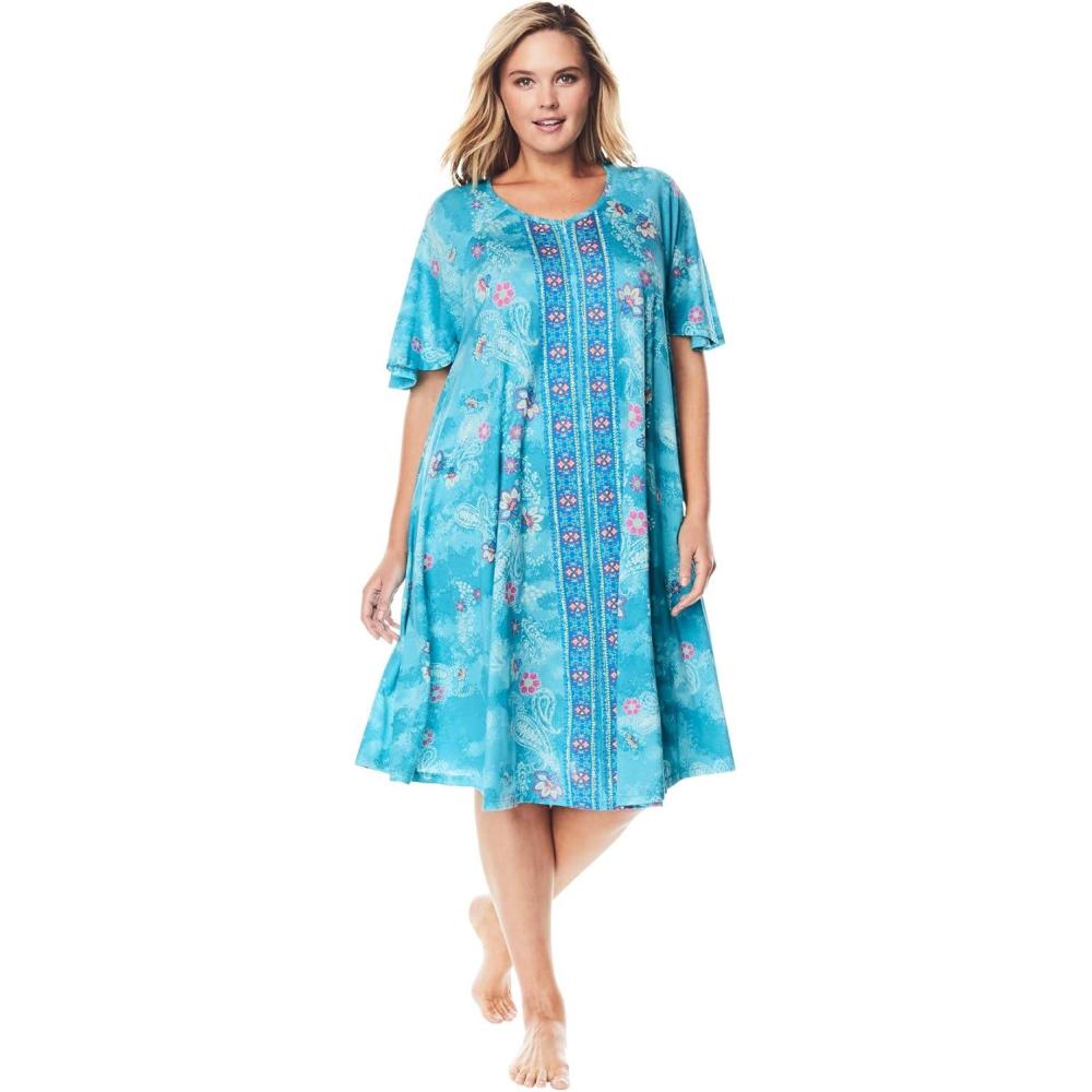 imageOnly Necessities Plus Size Short Sweeping Printed LoungerCaribbean Blue Tie Dye