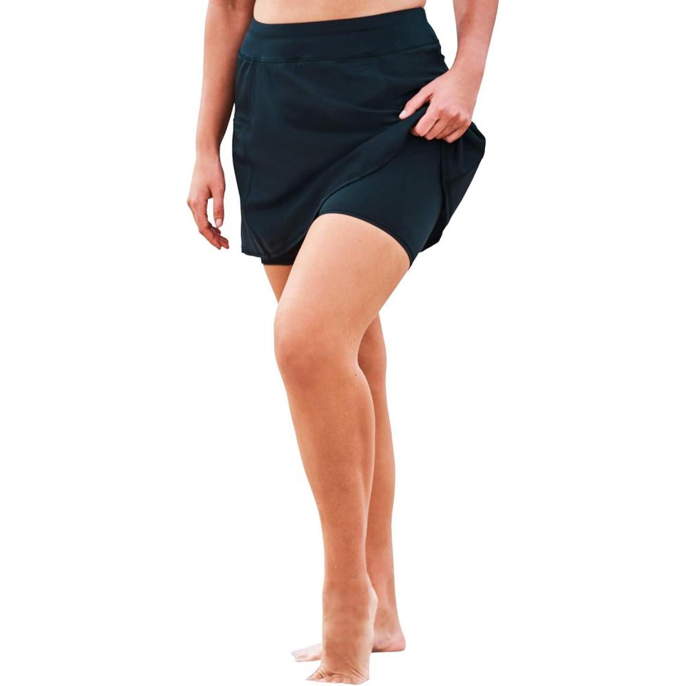 imageSwim 365 Womens Plus Size ZipPocket Swim SkortBlack