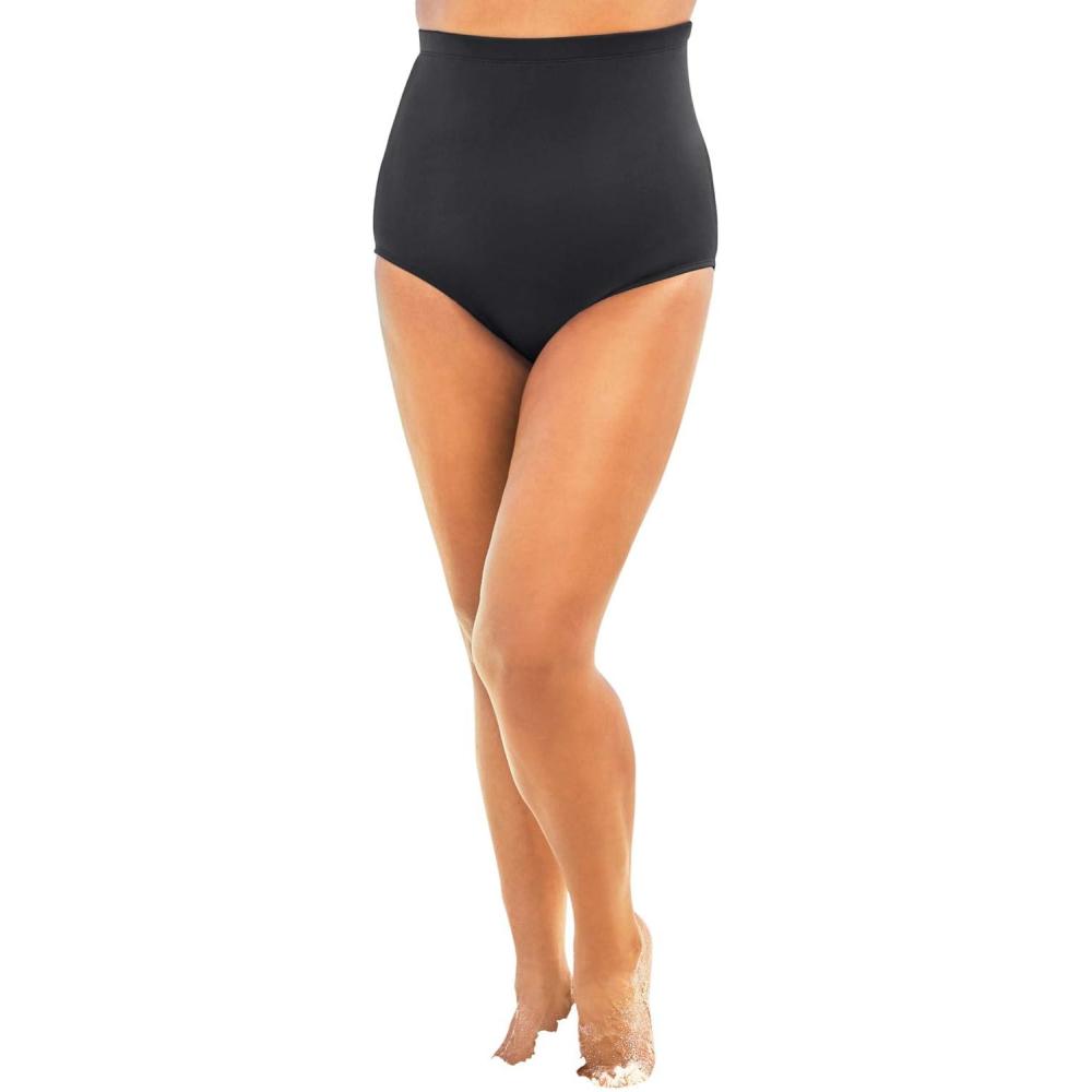 imageSwimsuits For All Swim 365 Womens Plus Size HighWaist Swim Brief with Tummy ControlBlack