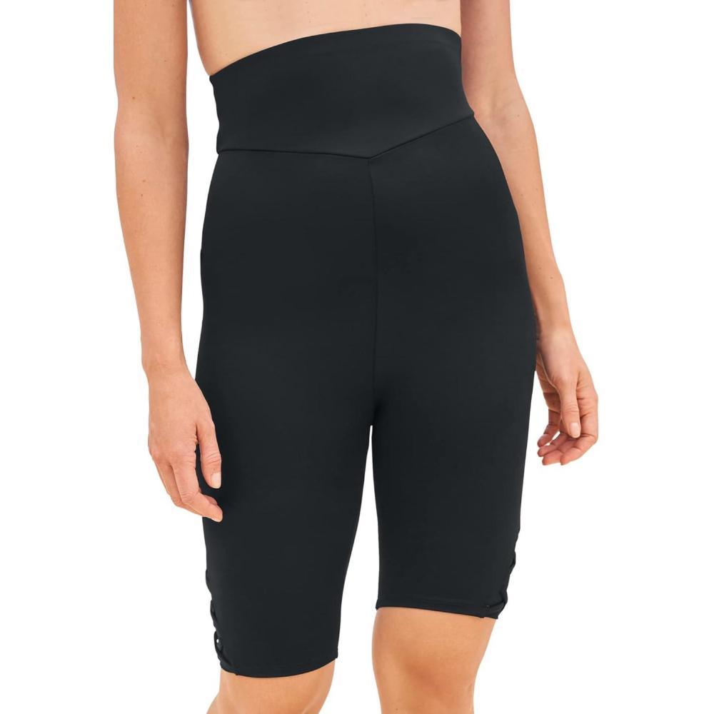 imageSwimsuits For All Swim 365 Womens Plus Size LatticeDetailed HighWaist Bike ShortBlack