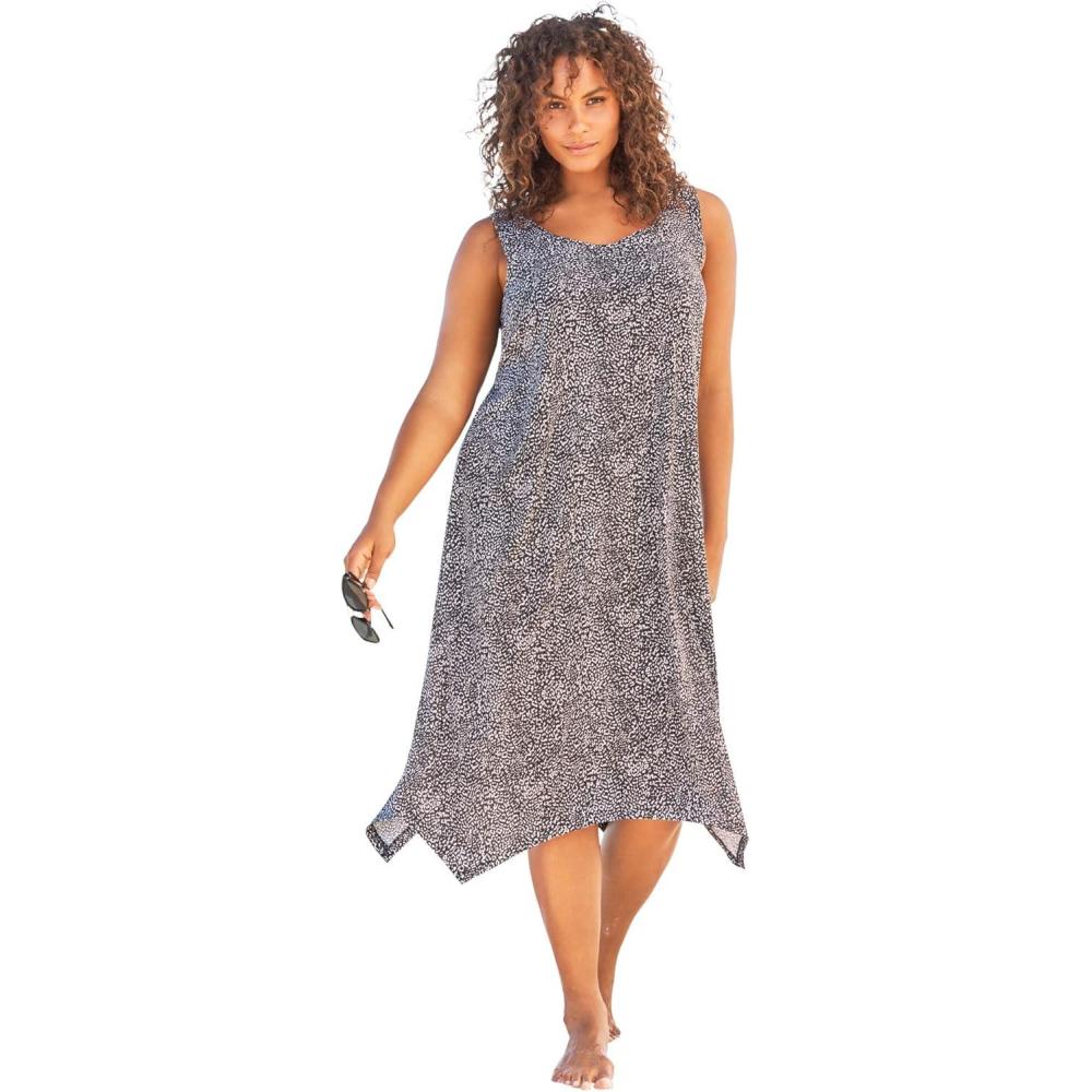 imageSwimsuits For All Swim 365 Womens Plus Size Sharktail Beach Cover UpBlack Mini Leopard