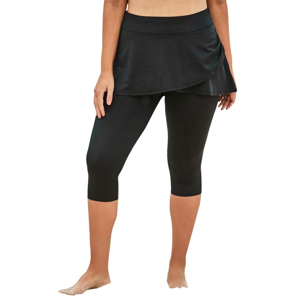 imageSwimsuits For All Swim 365 Womens Plus Size Skirted Swim Capri PantBlack