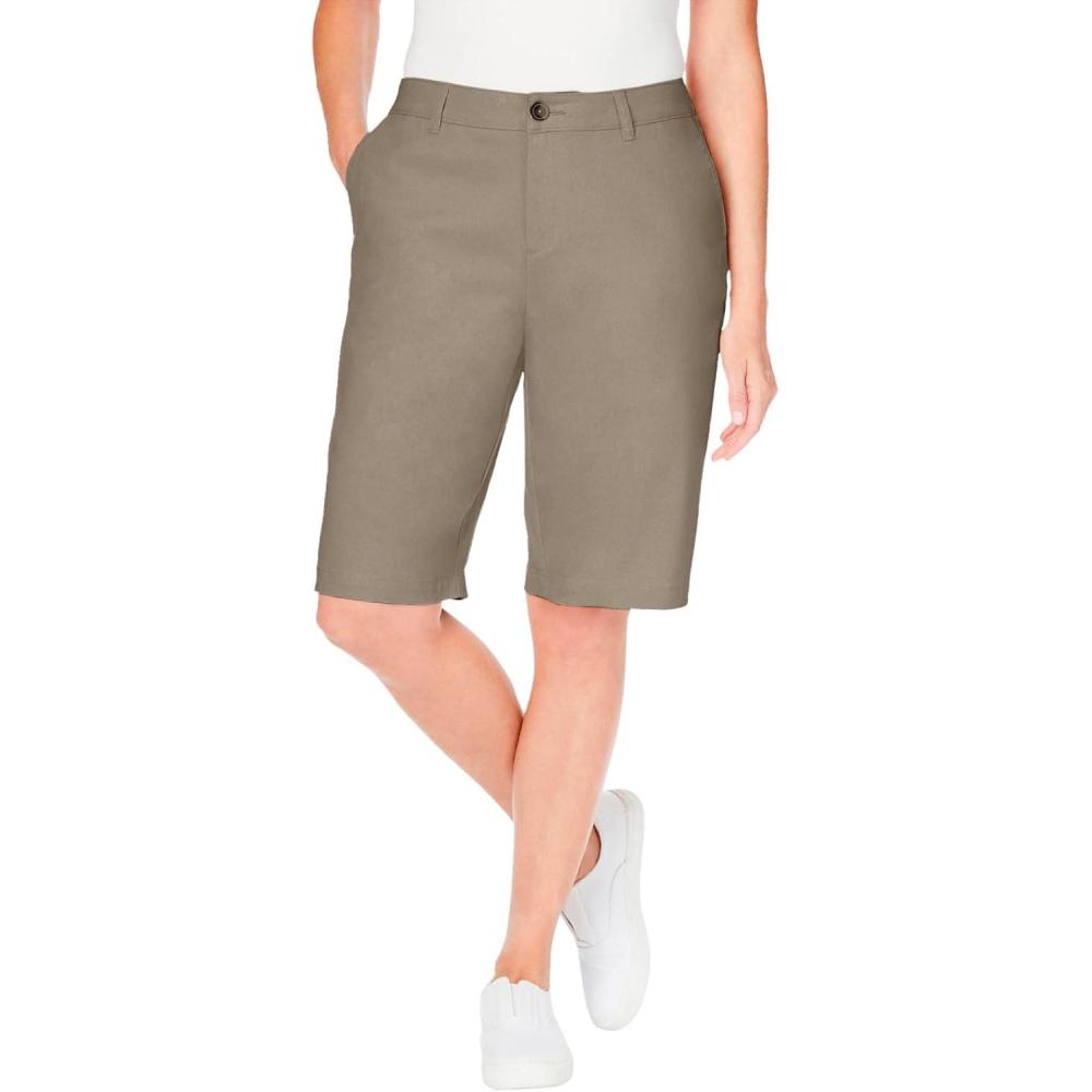imageWoman Within Plus Size Adjustable Waist Chino ShortBark