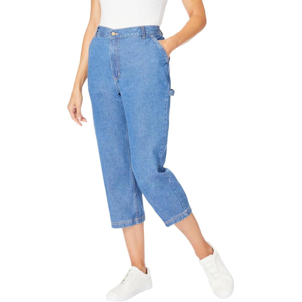 imageWoman Within Plus Size Carpenter Denim CapriLight Stonewash