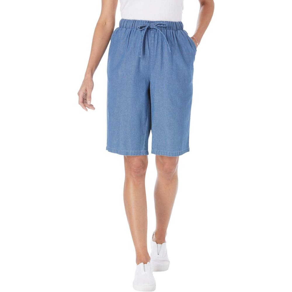 imageWoman Within Plus Size Drawstring Denim ShortLight Wash