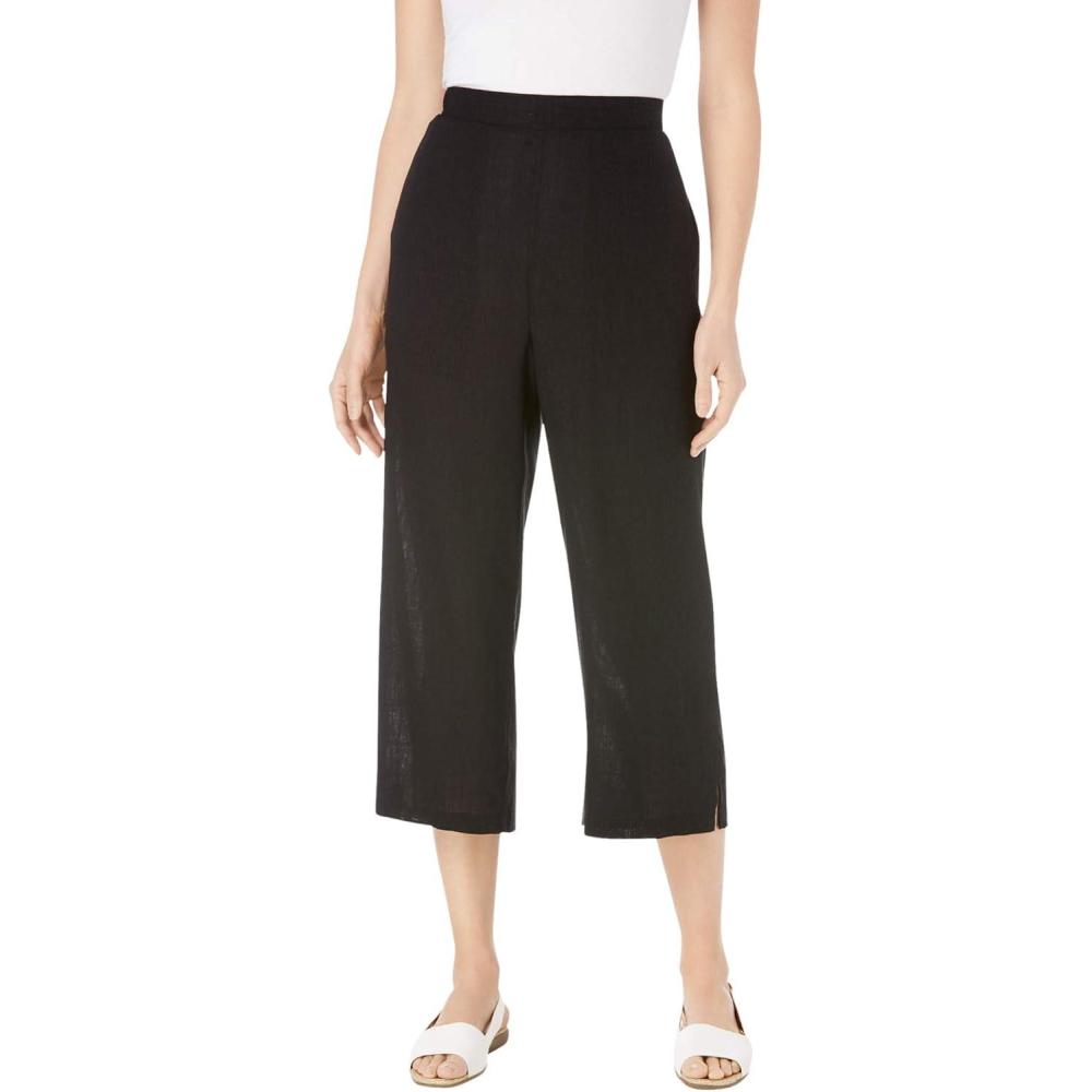 imageWoman Within Plus Size Linen Capri Petite AvailableBlack