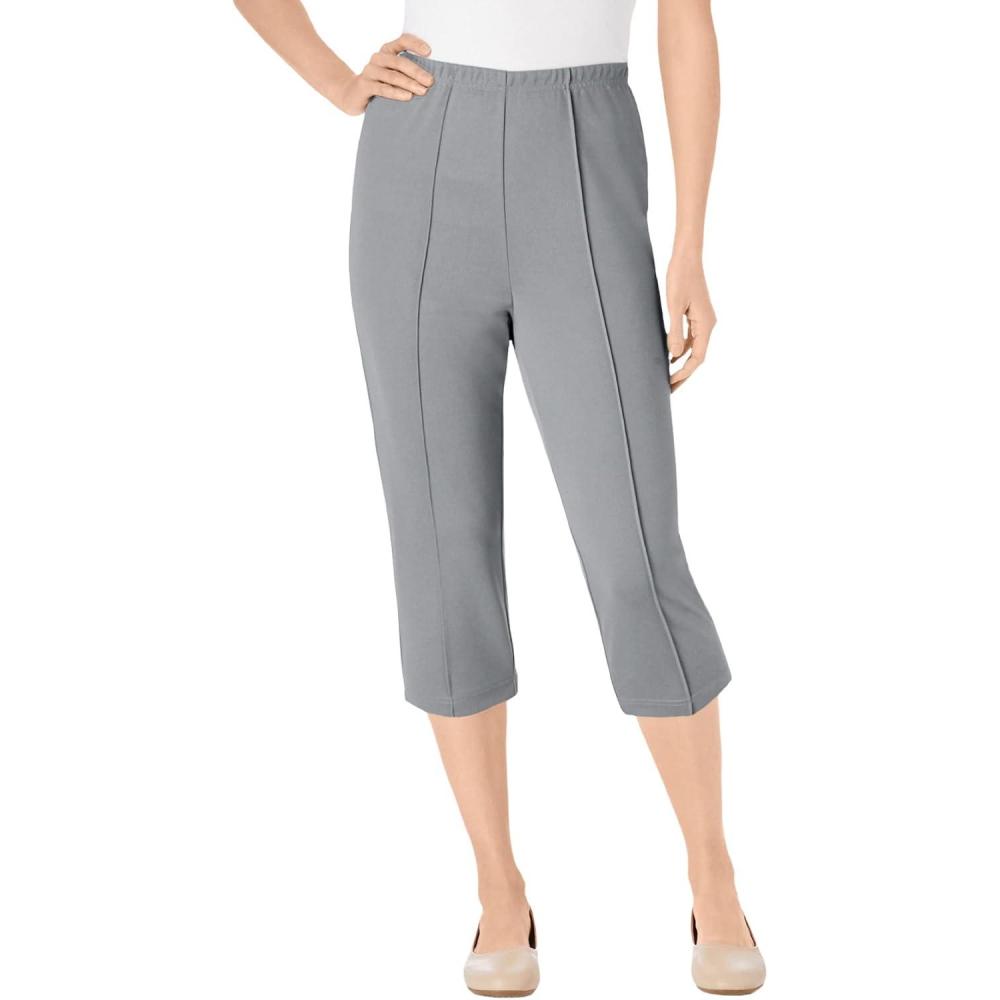 imageWoman Within Plus Size Petite The Soft Knit CapriGunmetal