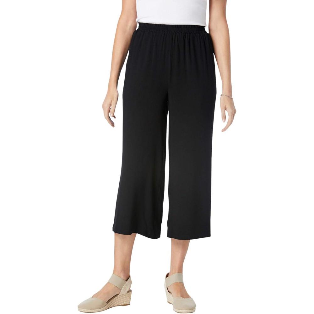 imageWoman Within Plus Size PullOn ElasticWaist Soft CapriBlack
