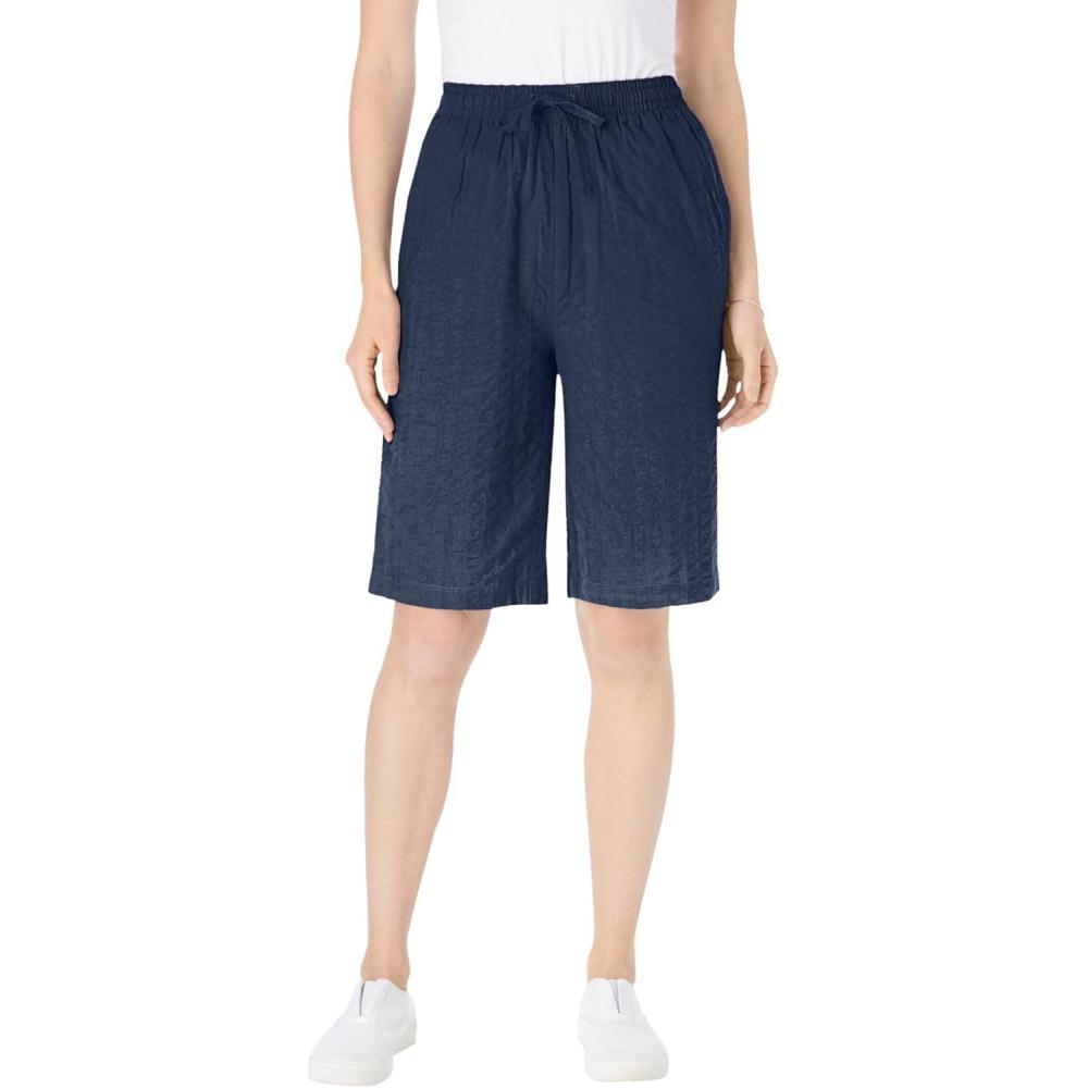 imageWoman Within Plus Size Seersucker ShortNavy
