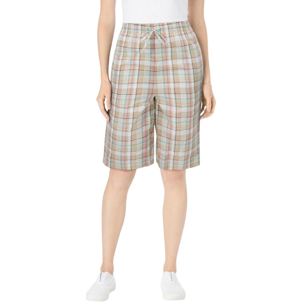imageWoman Within Plus Size Seersucker ShortNew Khaki Plaid