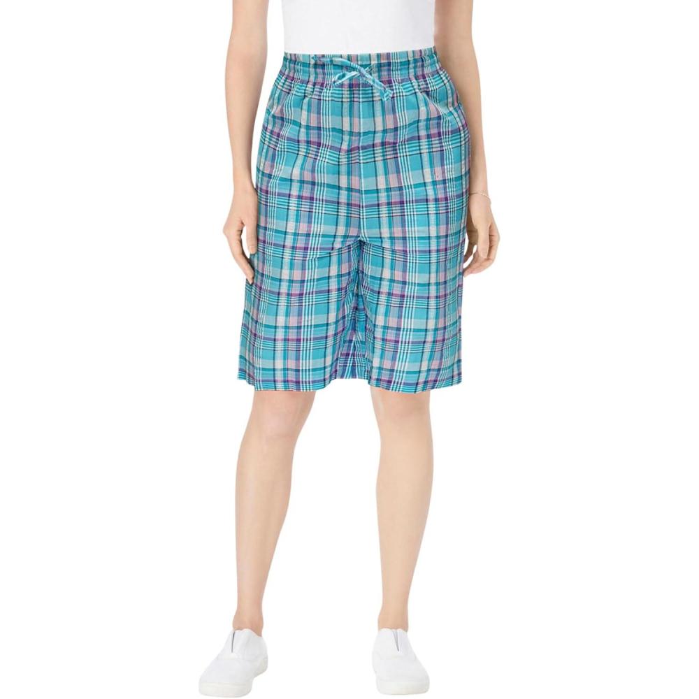 imageWoman Within Plus Size Seersucker ShortParadise Blue Plaid