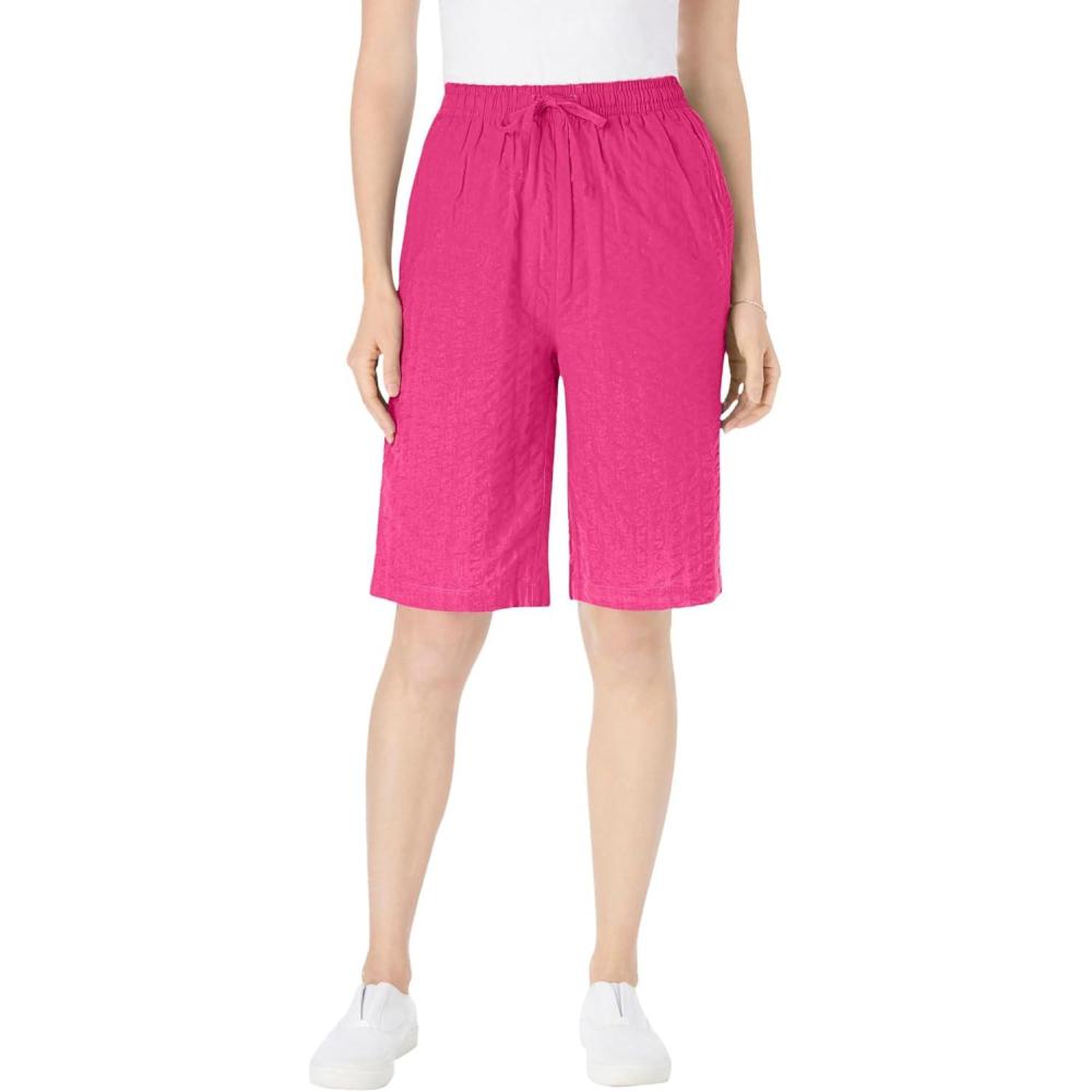 imageWoman Within Plus Size Seersucker ShortRaspberry Sorbet