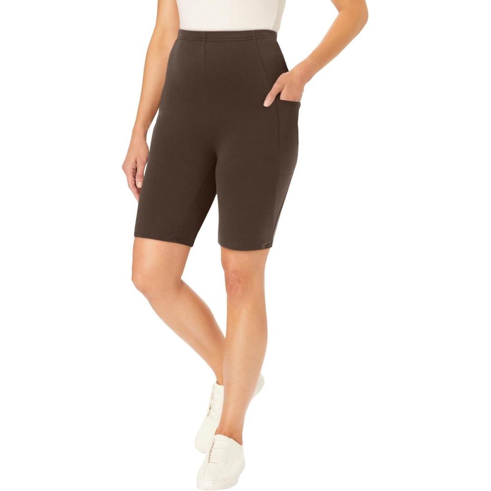 imageWoman Within Plus Size Stretch Cotton Pocket Bike ShortChocolate