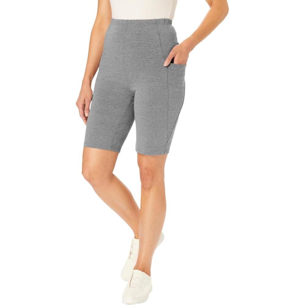imageWoman Within Plus Size Stretch Cotton Pocket Bike ShortMedium Heather Grey