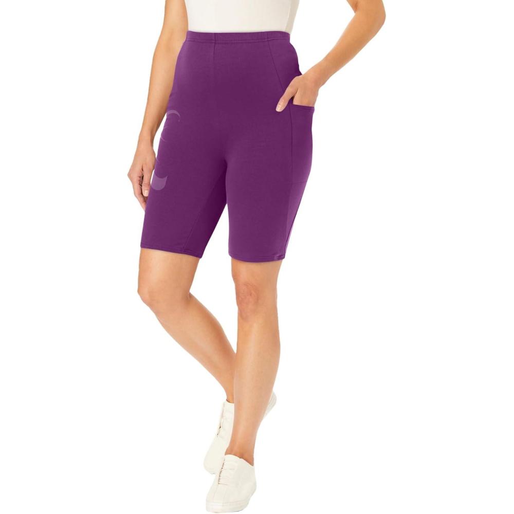 imageWoman Within Plus Size Stretch Cotton Pocket Bike ShortPlum Purple