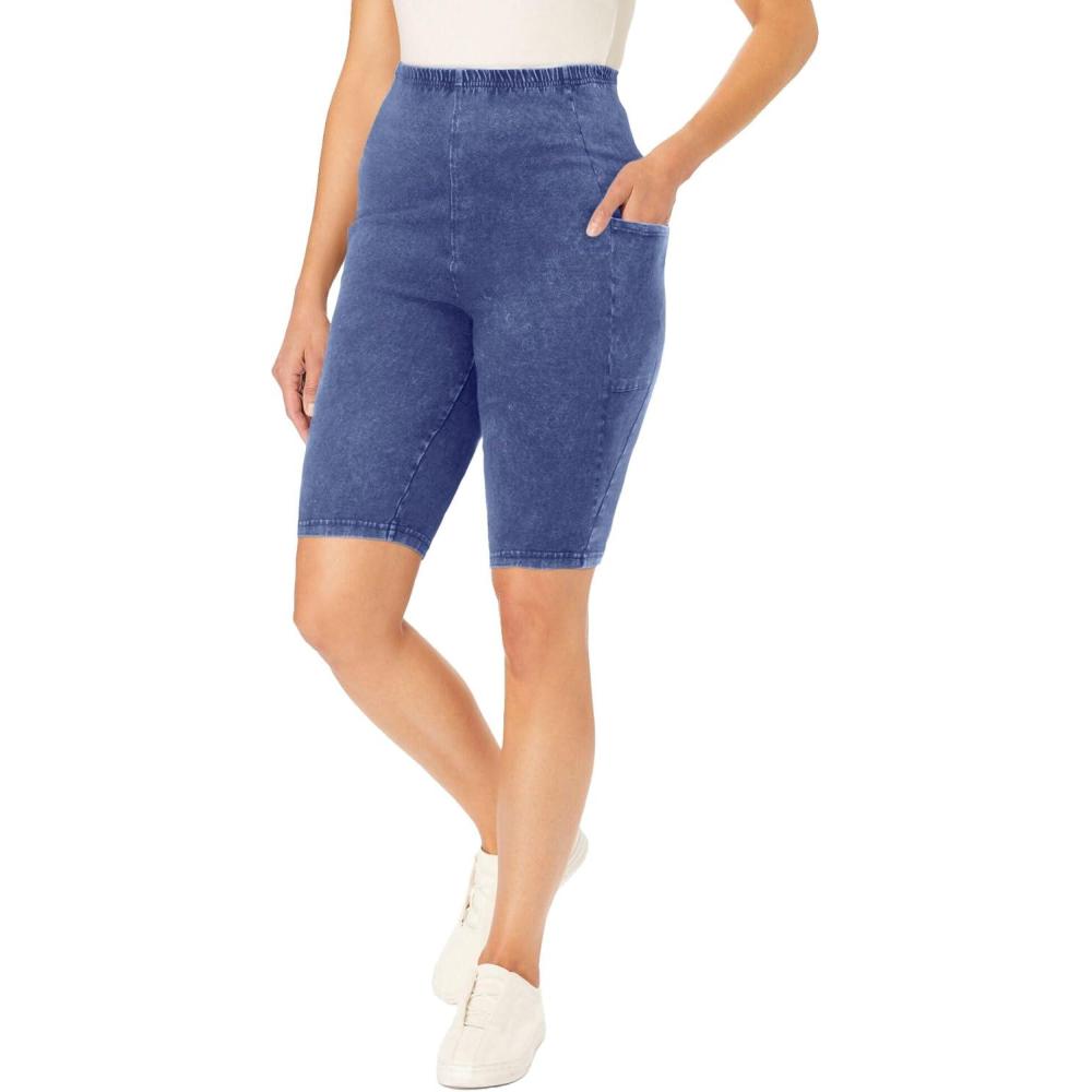 imageWoman Within Plus Size Stretch Cotton Pocket Bike ShortStone Wash