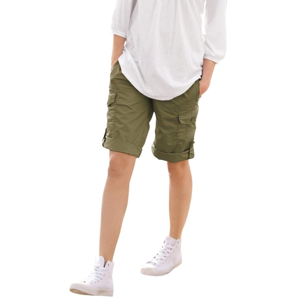 imageellos Plus Size Convertible Cargo ShortsDark Basil