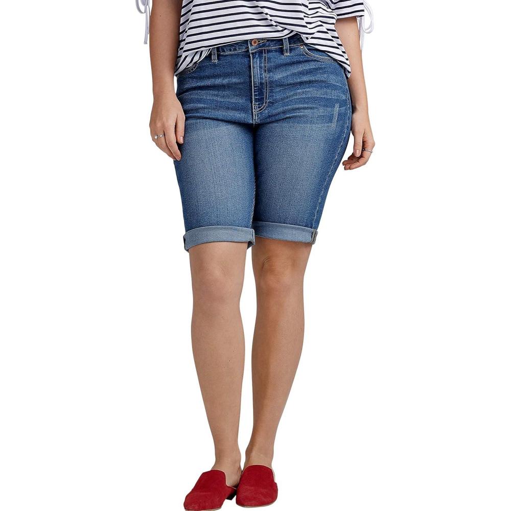 imageellos Plus Size Denim Bermuda ShortsMedium Sanded Distressed