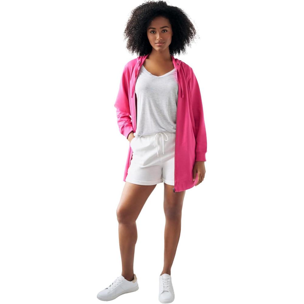 imageellos Plus Size French Terry Drawstring ShortsWhite