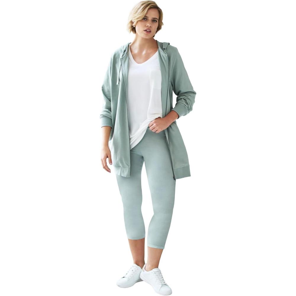 imageellos Plus Size Knit Capri LeggingsGrey Spruce