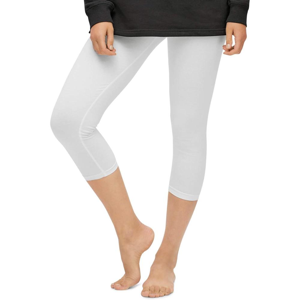 imageellos Plus Size Knit Capri LeggingsWhite