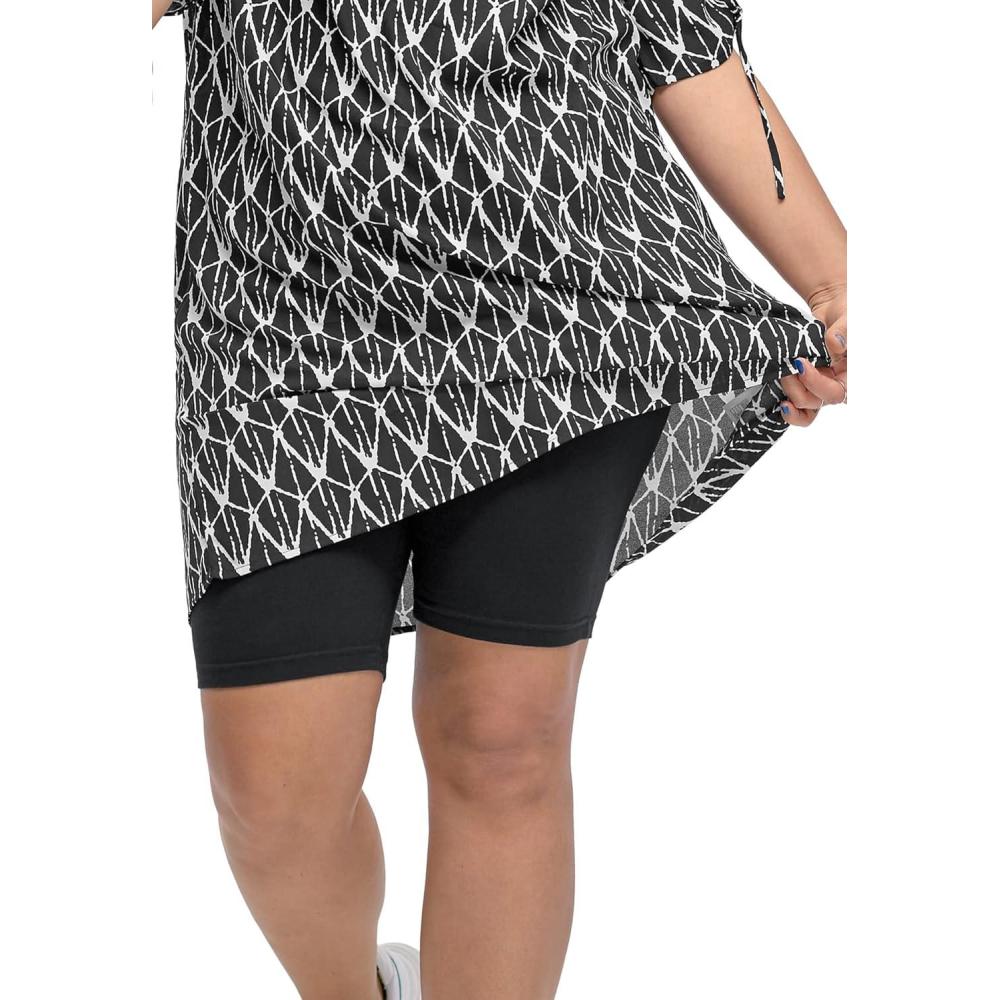 imageellos Plus Size Stretch Knit Bike ShortsBlack