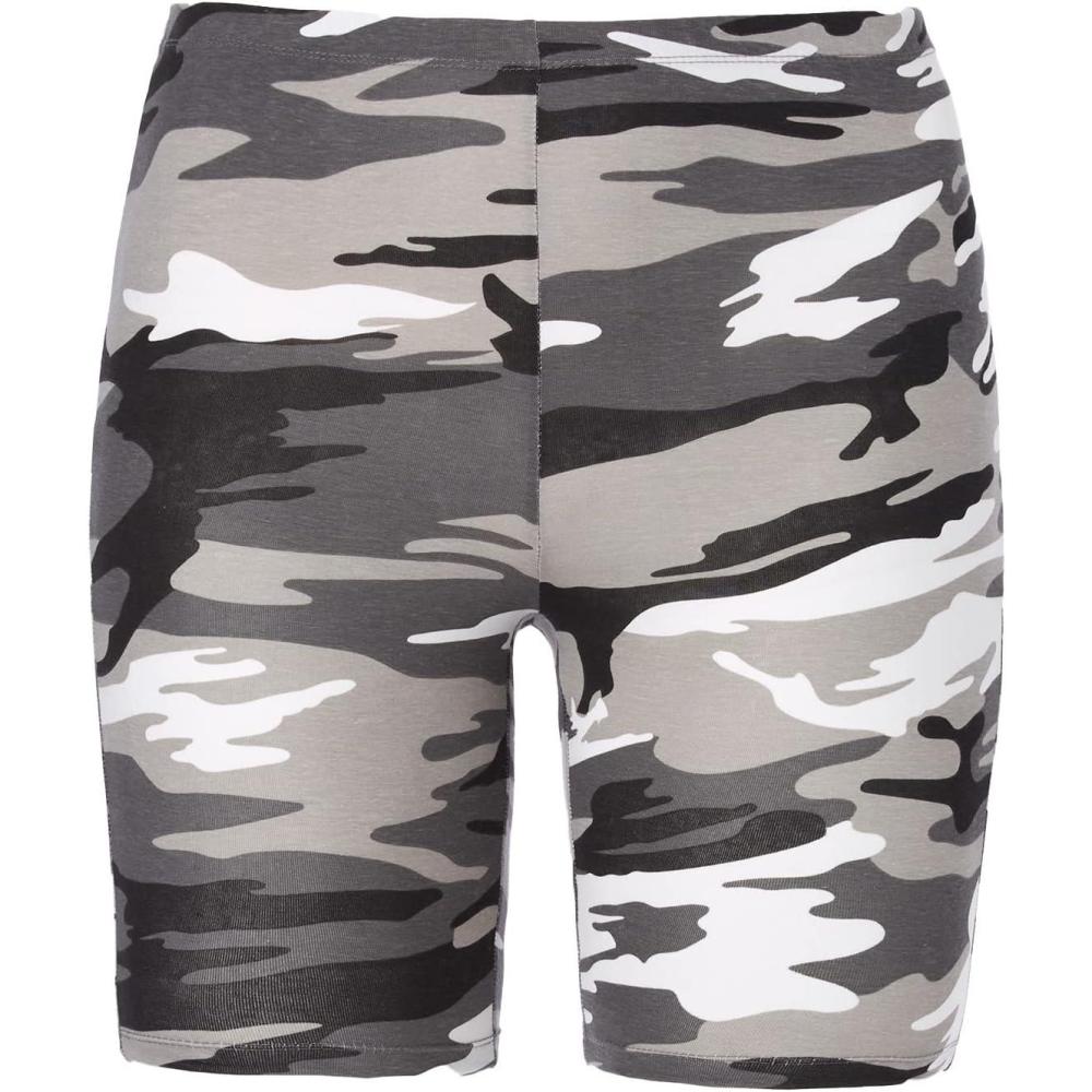 imageellos Plus Size Stretch Knit Bike ShortsBlack White Camouflage