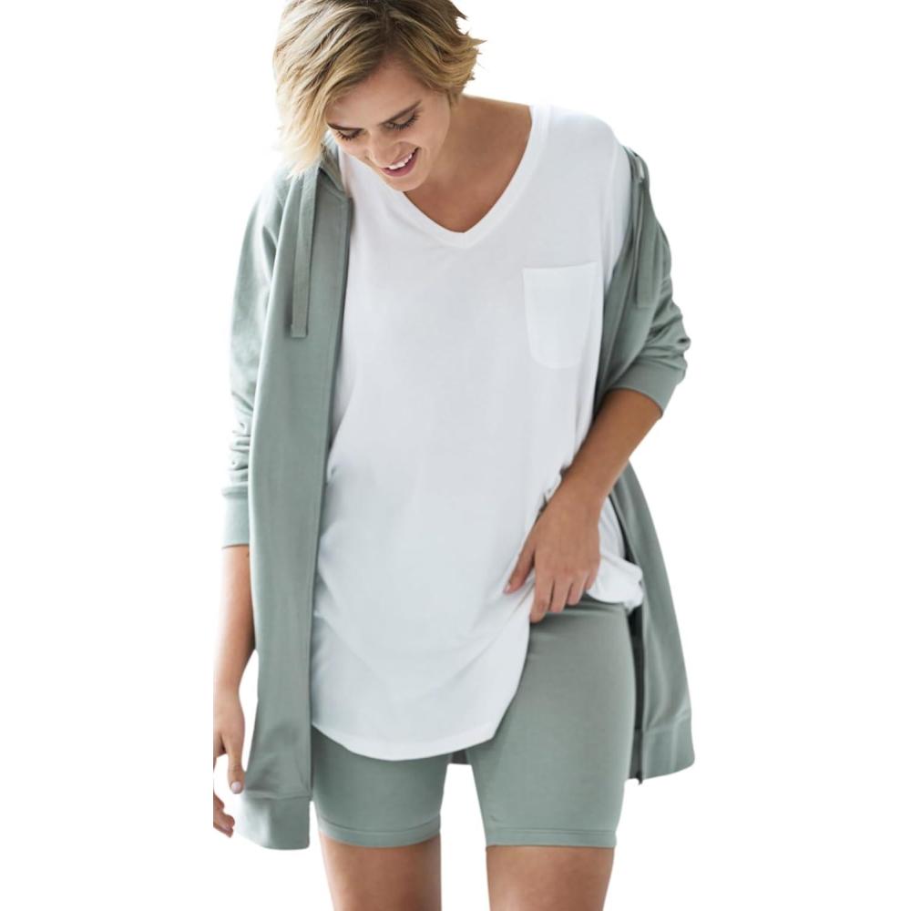 imageellos Plus Size Stretch Knit Bike ShortsGrey Spruce