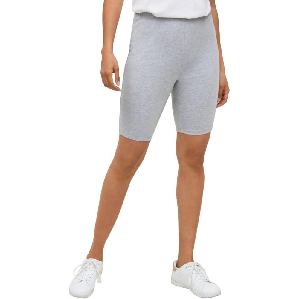 imageellos Plus Size Stretch Knit Bike ShortsHeather Grey