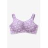 Comfort Choice Women’s Plus Size Wireless Leisure Bra(Pastel Lilac Bouquets)