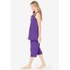 Dreams & Co. Plus Size 2-Piece Terry Tank And Capri Sleep Set(Plum Burst)