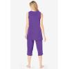 Dreams & Co. Plus Size 2-Piece Terry Tank And Capri Sleep Set(Plum Burst)