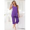 Dreams & Co. Plus Size 2-Piece Terry Tank And Capri Sleep Set(Plum Burst)