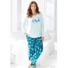 Dreams & Co. Plus Size Cozy Pajama Set(Deep Teal Moose)