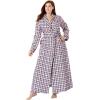 Dreams & Co. Plus Size Long Flannel Robe(Evening Blue Plaid)