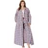 Dreams & Co. Plus Size Long Flannel Robe(Evening Blue Plaid)