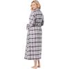 Dreams & Co. Plus Size Long Flannel Robe(Evening Blue Plaid)