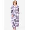 Dreams & Co. Plus Size Long Flannel Robe(Plum Burst Plaid)