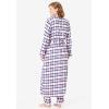 Dreams & Co. Plus Size Long Flannel Robe(Slate Plaid)