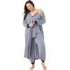 Dreams & Co. Plus Size Marled Long Duster Robe(Evening Blue Marled)