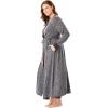 Dreams & Co. Plus Size Marled Long Duster Robe(Heather Charcoal Marled)