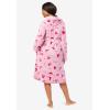 Dreams & Co. Plus Size Plush Hooded Wrap Robe(Pink Love)