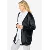 Dreams & Co. Plus Size Sherpa Lined Collar Microfleece Bed Jacket(Black)