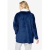 Dreams & Co. Plus Size Sherpa Lined Collar Microfleece Bed Jacket(Evening Blue)