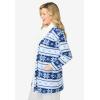 Dreams & Co. Plus Size Sherpa Lined Collar Microfleece Bed Jacket(Evening Blue Fair Isle)