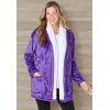 Dreams & Co. Plus Size Sherpa Lined Collar Microfleece Bed Jacket(Plum Burst)