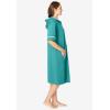 Dreams & Co. Plus Size Short French Terry Robe(Aquamarine)